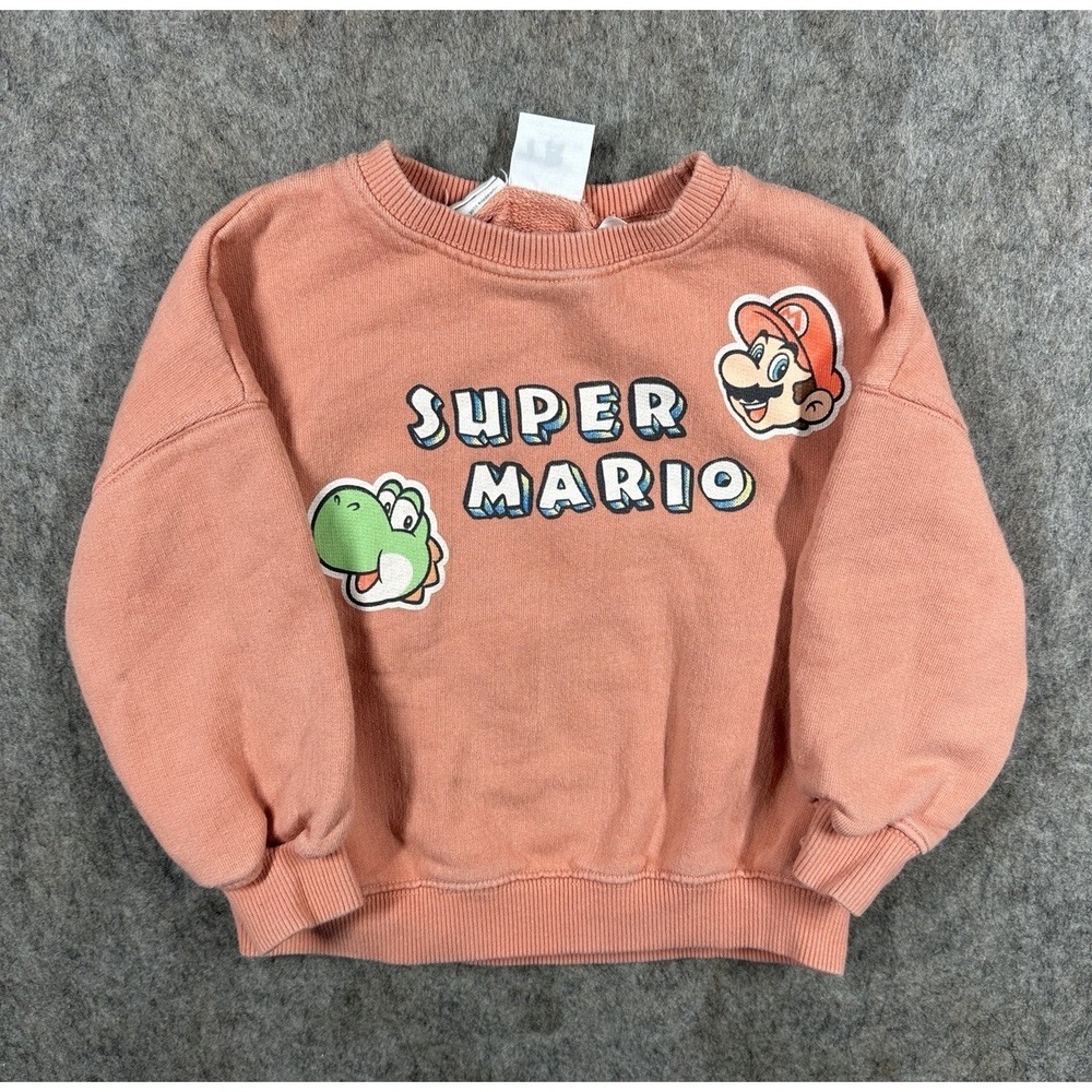 Nintendo Super Mario Sweatshirt Toddler 12-18 Months Pink Yoshi Crewneck